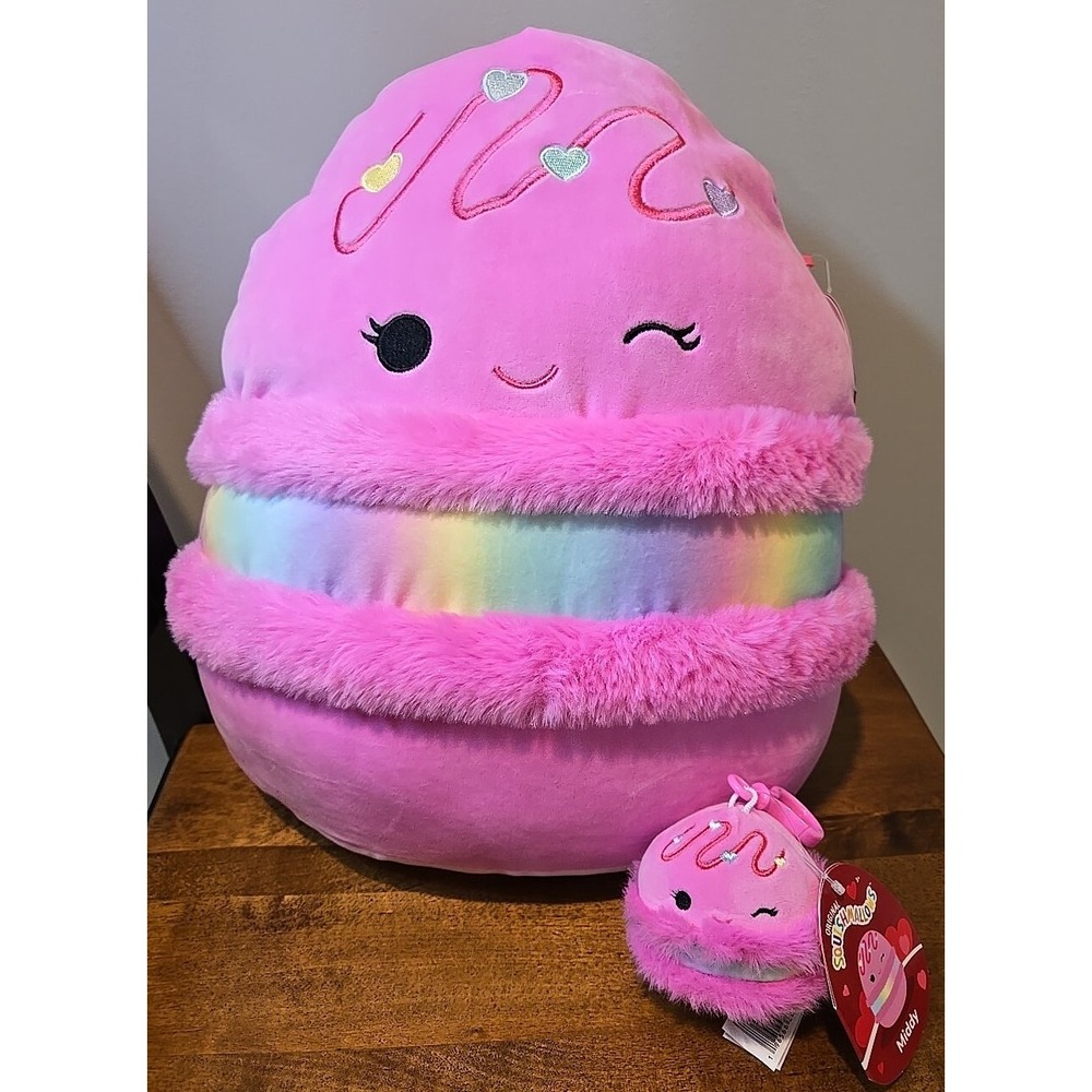 Squishmallows Middy Macaron Hearts 14" Matching Clip 3.5" Stuffed Plush Toy NEW